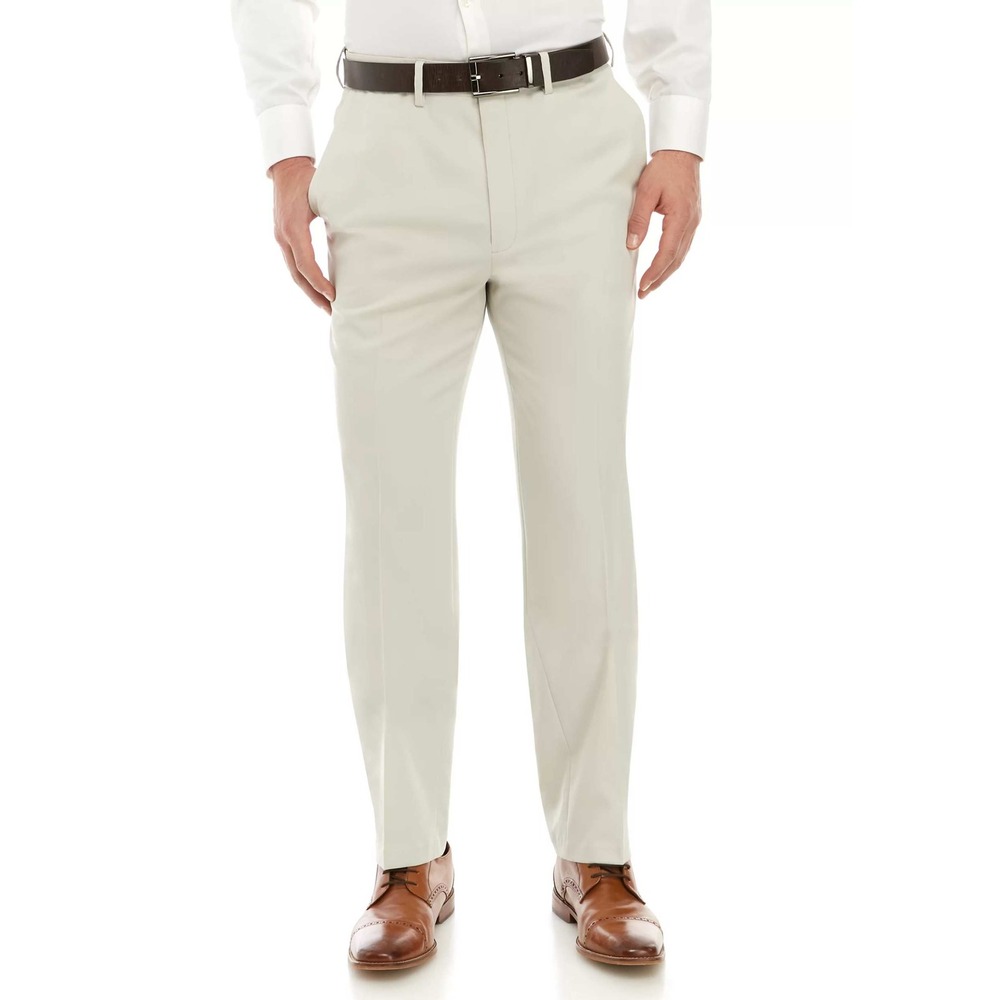 Saddlebred Mens Traveler Comfort Flex Dress Pants Natural Beige 36Wx29L PD10003